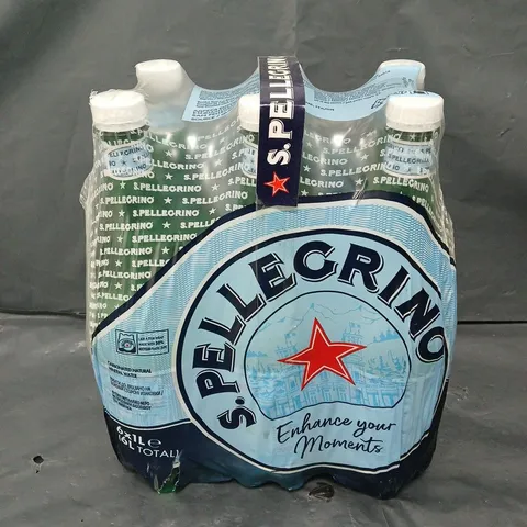 6 X S.PELLEGRINO CARBONATED NATURAL MINERAL WATER BOTTLES - 6 X 1L - COLLECTION ONLY 