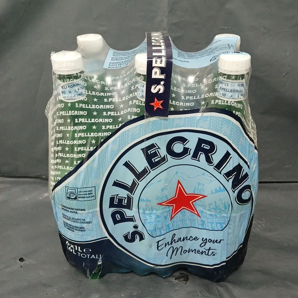 6 X S.PELLEGRINO CARBONATED NATURAL MINERAL WATER BOTTLES - 6 X 1L - COLLECTION ONLY 