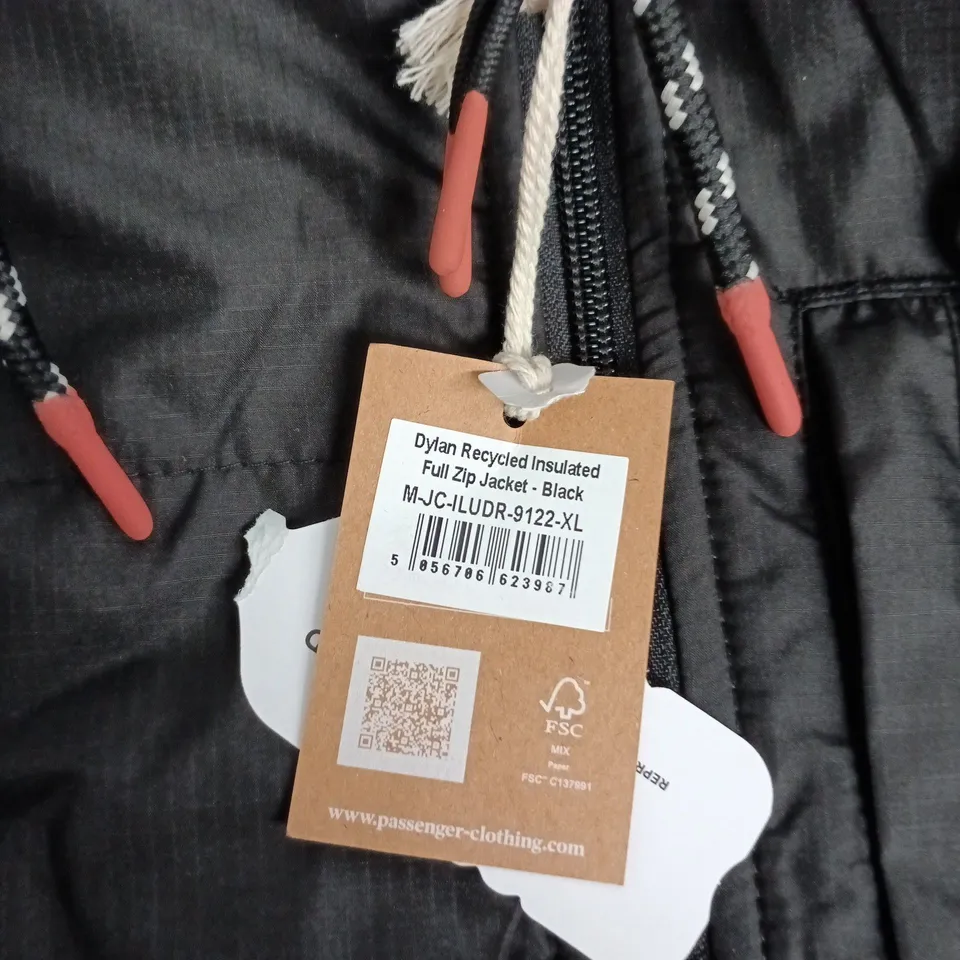 PASSENGER DYLAN RECYCLED INSULATED FULL ZIP JACKET – BLACK, UK/US XL