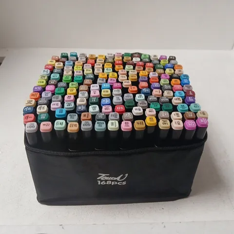 SET OF 168 ASSORTED TOUCH MARKERS IN BLACK ZIP CASE