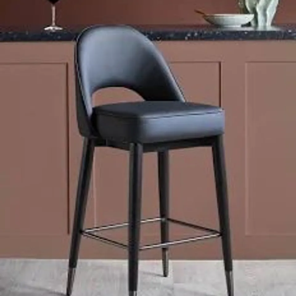 BOXED DANETTI CLOVER BLACK FAUX LEATHER BAR STOOL