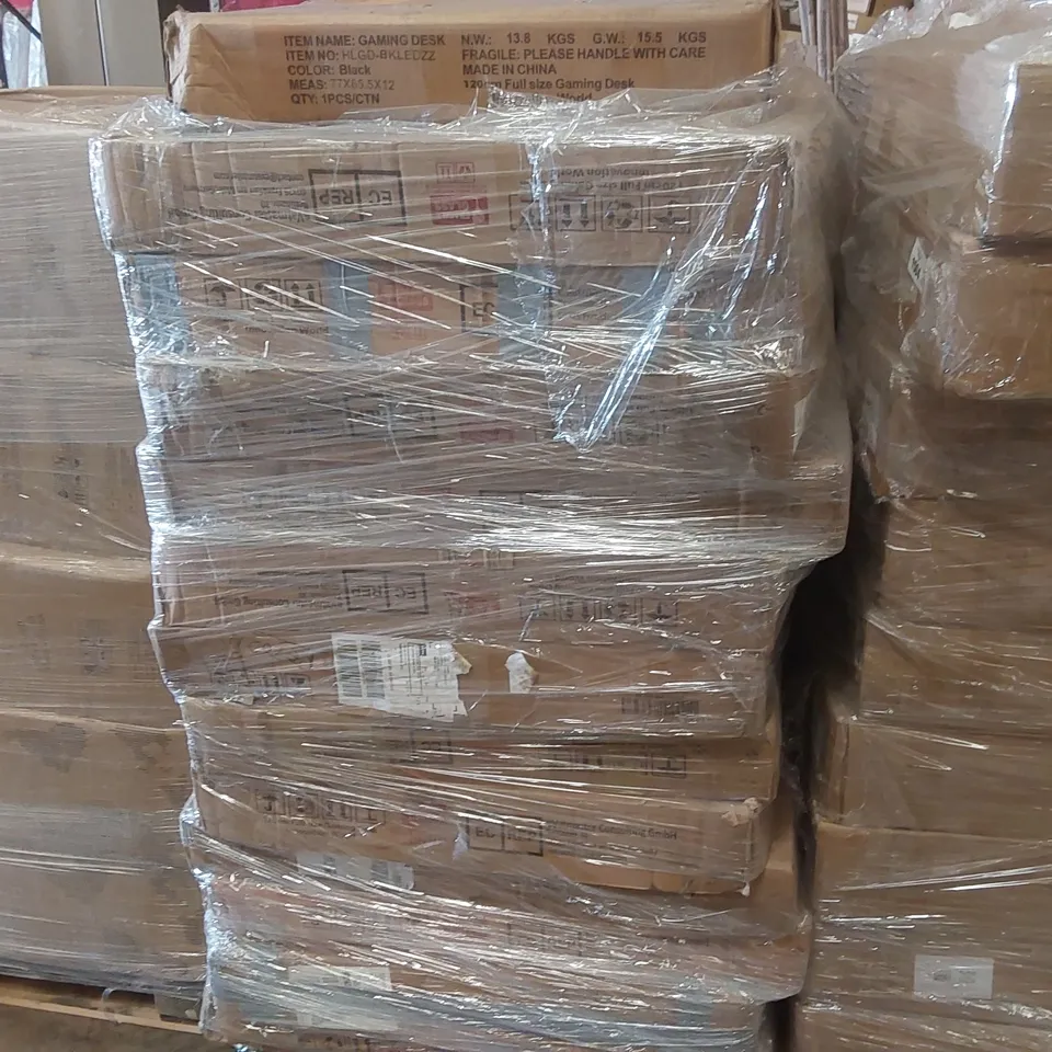 PALLET CONTAINING A LARGE QUANTITY OF GAMING DESKS ECT