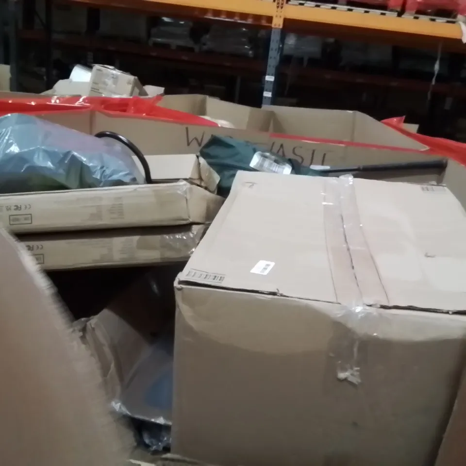 PALLET OF ASSORTED HOUSEHOLD GOODS AND PRODUCTS TO INCLUDE;DARTBOARD,ELECTRIC CLOTHES AIRER,TOILET SEAT 