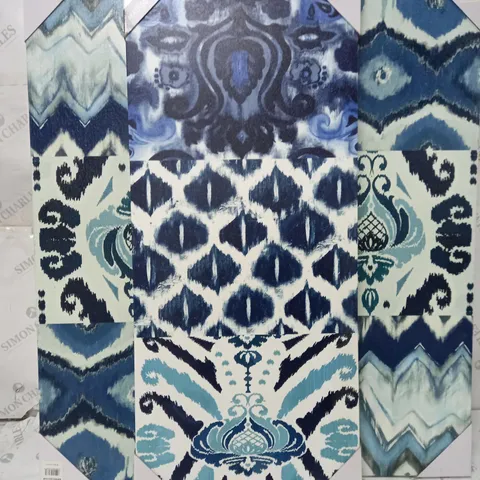 BOXED MISTANA 'BLOOMING PATTERN' BLUE 3 PIECE SET ON CANVAS