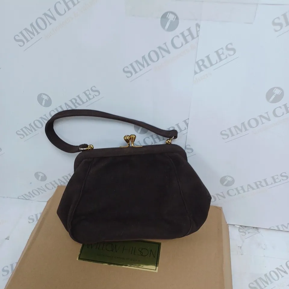"BITTER CHOCOLATE SUEDE" VINTAGE 1940'S BROWN SUEDE HANDBAG 