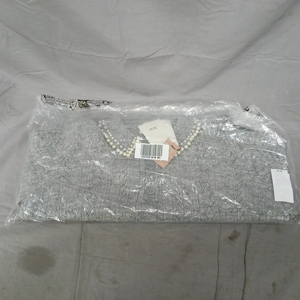 JDY GREY KNIT CARDIGAN WITH PEARL EMBELLISHMENTS – UK M