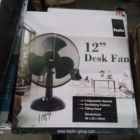 BOXED KEPLIN 12" OSCILLATING DESK FAN 