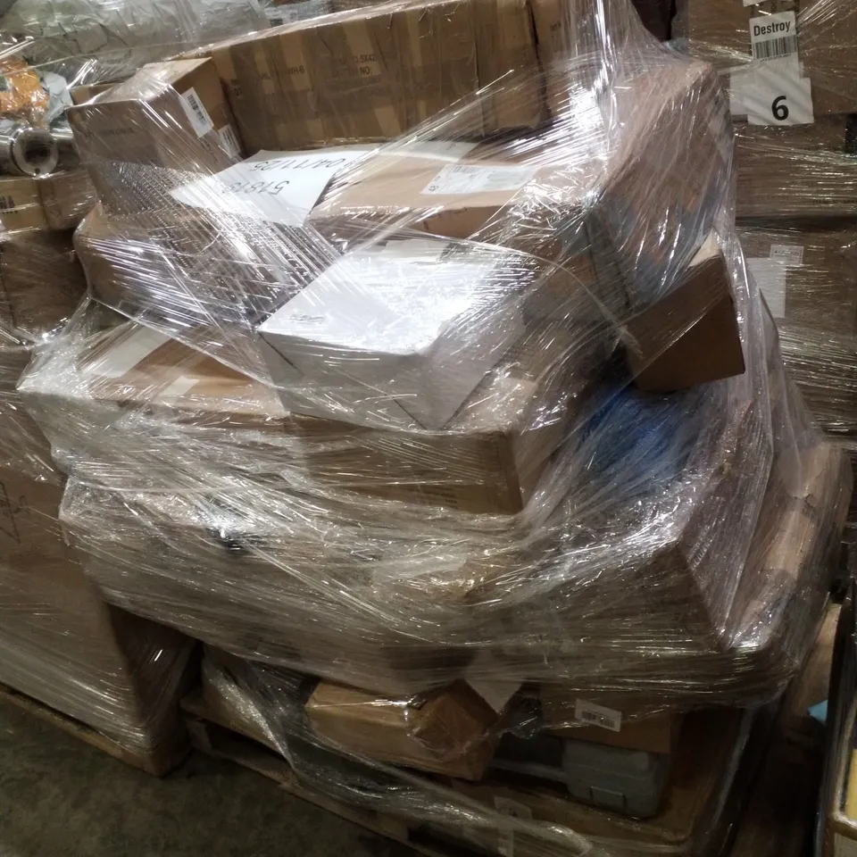 PALLET CONTAINING ASSORTED PRODUCTS INCLUDING SIDEBOARD, COOLANT RESERVOIR & TV STAND