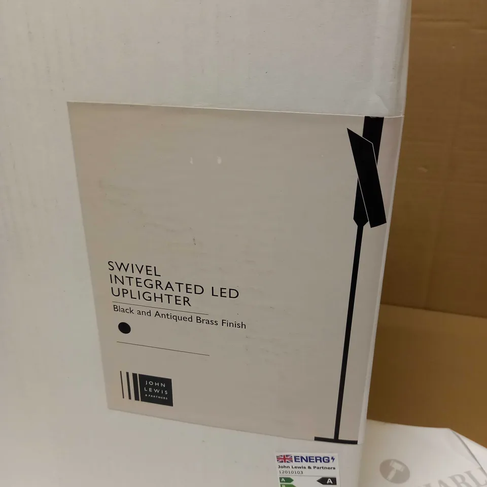 JOHN LEWIS SWIVEL LED UPLIGHTER FLOOR LAMP, BLACK/BRASS
