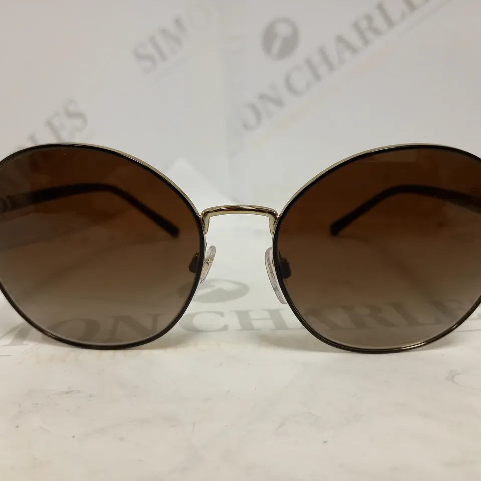 BURBERRY GOLD/TAN ROUND SUNGLASSES RRP £244