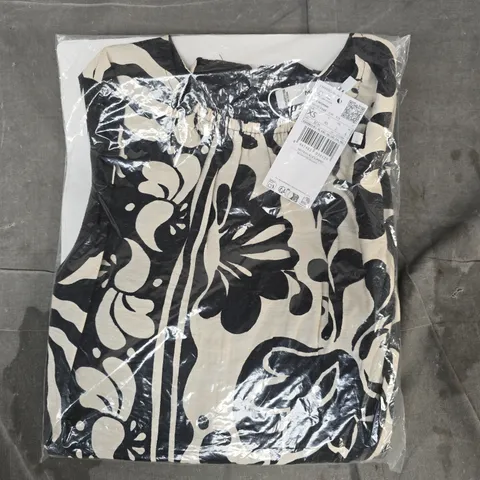 MANGO VESTIDO 423OLIMPIO DRESS IN BLACK/CREAM SIZE UK 6