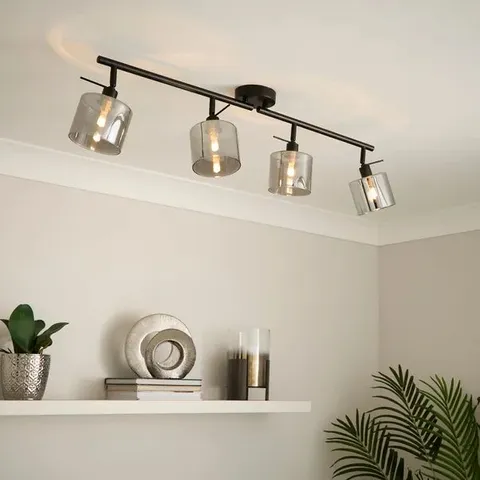 BOXED ERIN 4 LIGHT ADJUSTABLE SEMI FLUSH SPOTLIGHT BAR