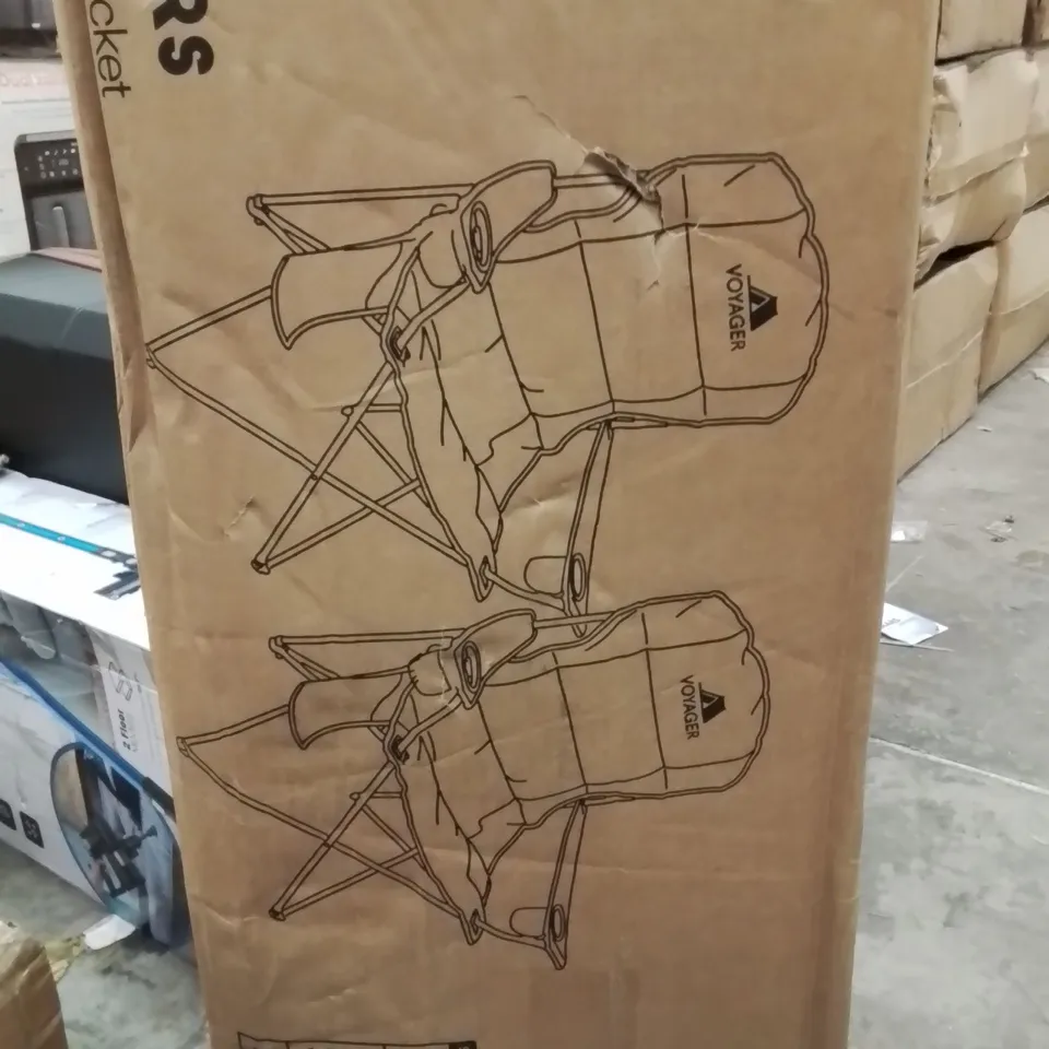 BOXED VOYAGER SET OF 2 PADDED CAMPING CHAIRS BLACK