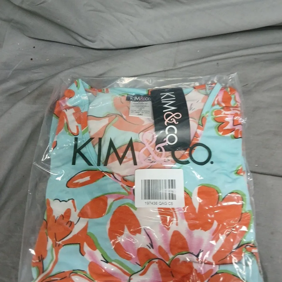 BOX OF APPROXIMATELY 20 KIM & CO PRINT MIDI DRESSES - TURQUOISE MULTI - SIZES MAY VARY