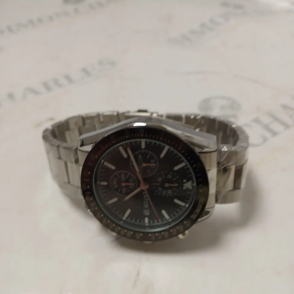 MEN’S LATOR CALIBRE L2842 CHRONOGRAPH WATCH - STAINLESS STEEL STRAP – BLACK DIAL & BEZEL – CHRONOGRAPH MOVEMENT