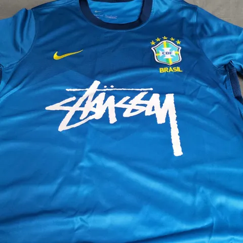 BRAZIL NATIONAL TEAM BLUE FOOTBALL JERSEY – NIKE STUSSY - SIZE S
