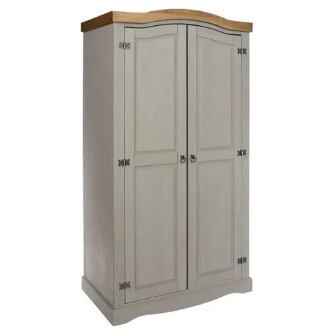  BOXED CORONA 2-DOOR WARDROBE - GREY (2 BOXES)