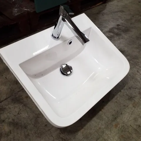 BRAND NEW WHITE CERAMIC BASIN WITH TAP 50Γ40CM