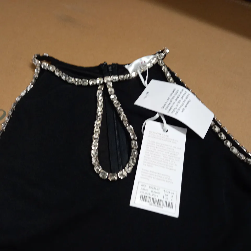 FOREVER UNIQUE EMBELLISHED SLEEVELESS DRESS IN BLACK - 8
