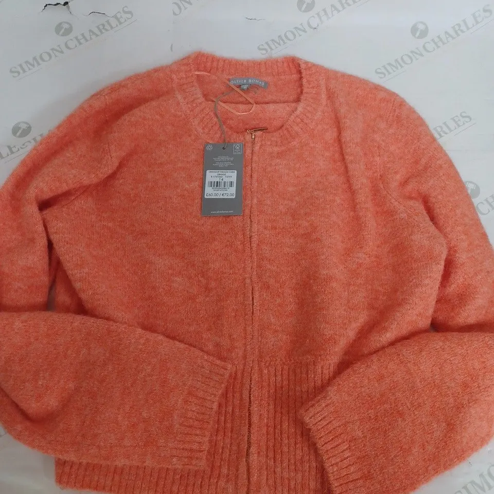 OLIVER BONAS ORANGE ZIP THROUGH CARDI - SIZE 14 