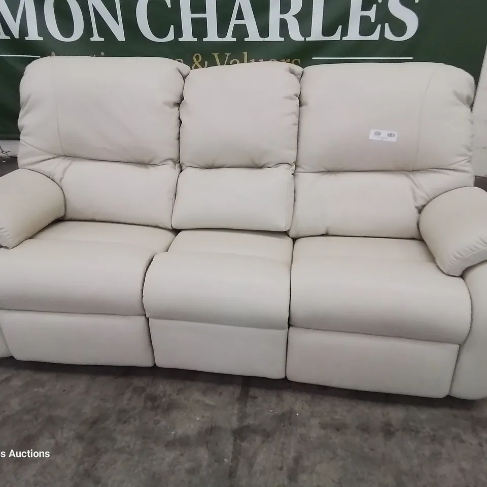 QUALITY BRITISH DESIGNER & MANUFACTURED G PLAN MINSTRAL POWER RECLINING THREE SEATER SOFA CAPRI STONE LEATHER 