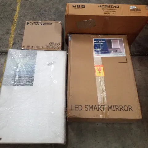 PALLET CONTAINING ASSORTED PRODUCTS INCLUDING PORTABLE WARDROBE, LED SMART MIRROR, X-SHOT COMBO PACKS & 60×90CM STRETCHED CANVAS 4 PACK