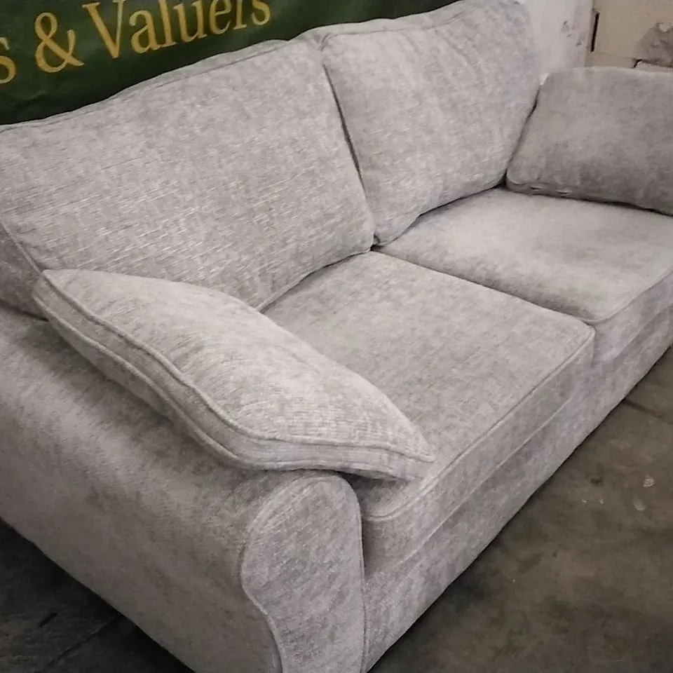 QUALITY DESIGNER LIGHT GREY FABRIC 2 SEATER SOFA