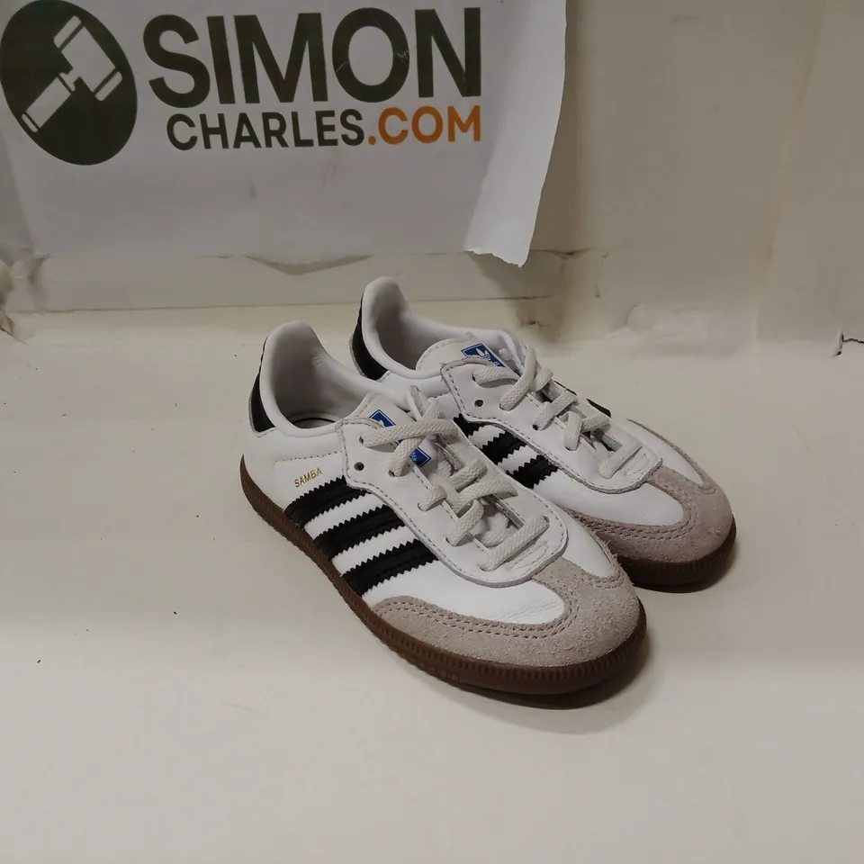 UNBOXED ADIDAS SAMBA CHILDREN'S SNEAKERS – WHITE/BLACK, UK SIZE (9K)