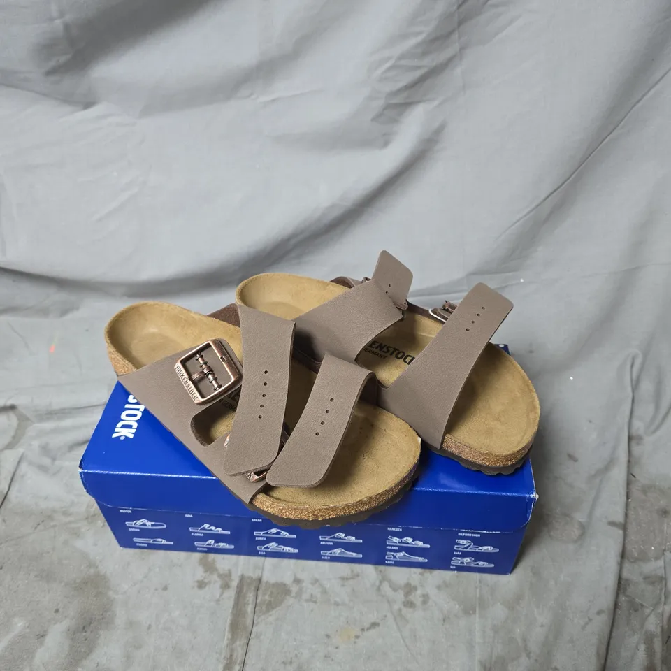BIRKENSTOCK ARIZONA SANDALS – TAUPE SUEDE, TWO STRAPS UK 5