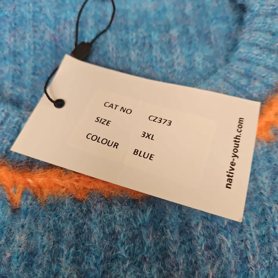 NATIVE YOUTH KNIT SWEATER – BLUE, SIZE 3XL