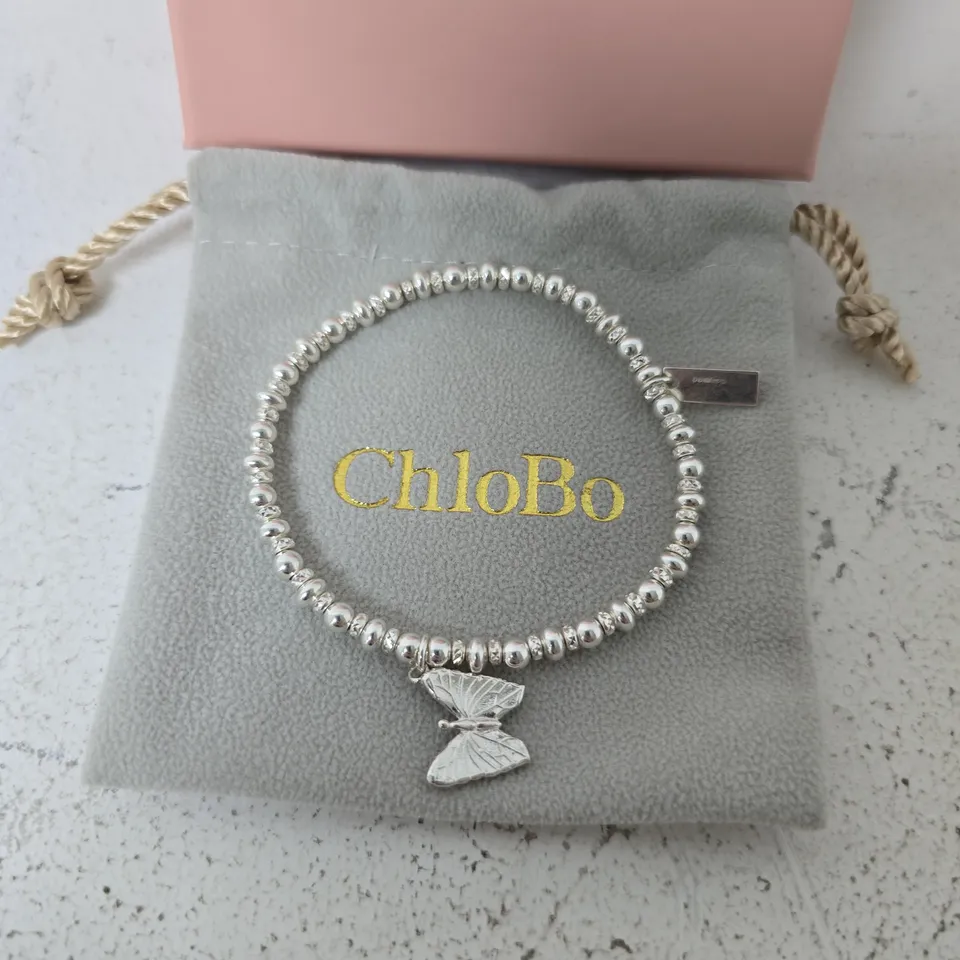 BOXED CHLOBO SILVER BUTTERFLY BRACELET
