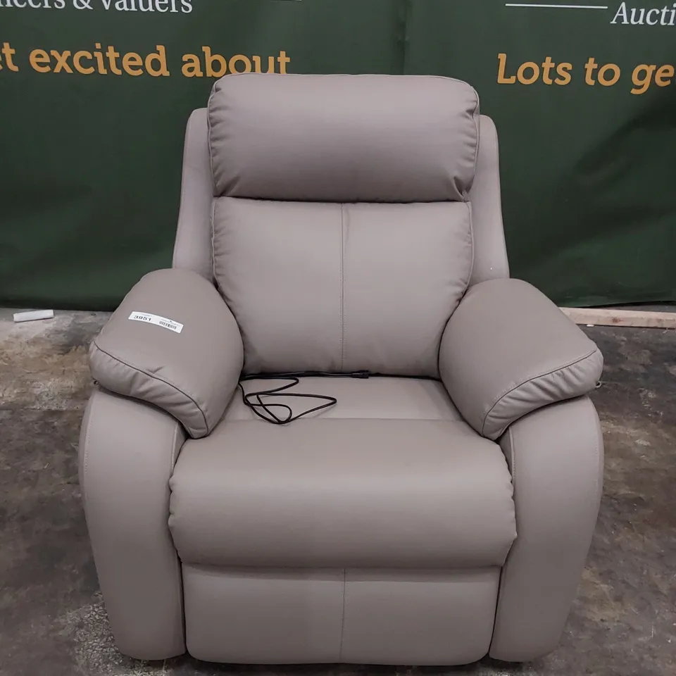 QUALITY BRITISH DESIGNER G PLAN KINGSBURY POWER RECLINING EASY CHAIR OXFORD MUSHROOM LEATHER 