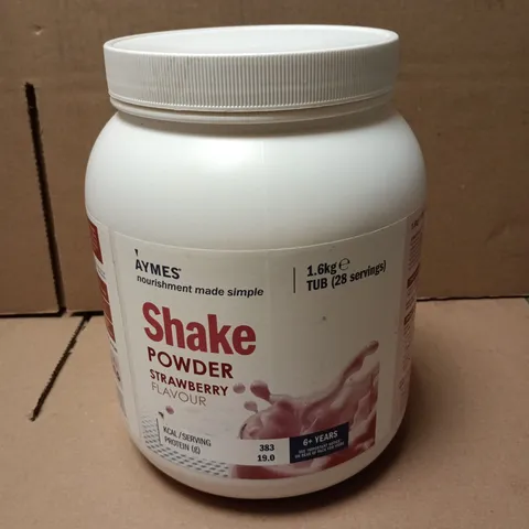 AYMES SHAKE POWDER – STRAWBERRY FLAVOUR, 1.6 KG TUB