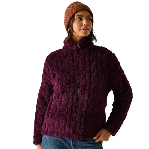 REGATTA WOMENS ALAIYA CABLE KNIT CHUNKY FULL ZIP FLEECE FIG SIZE 8