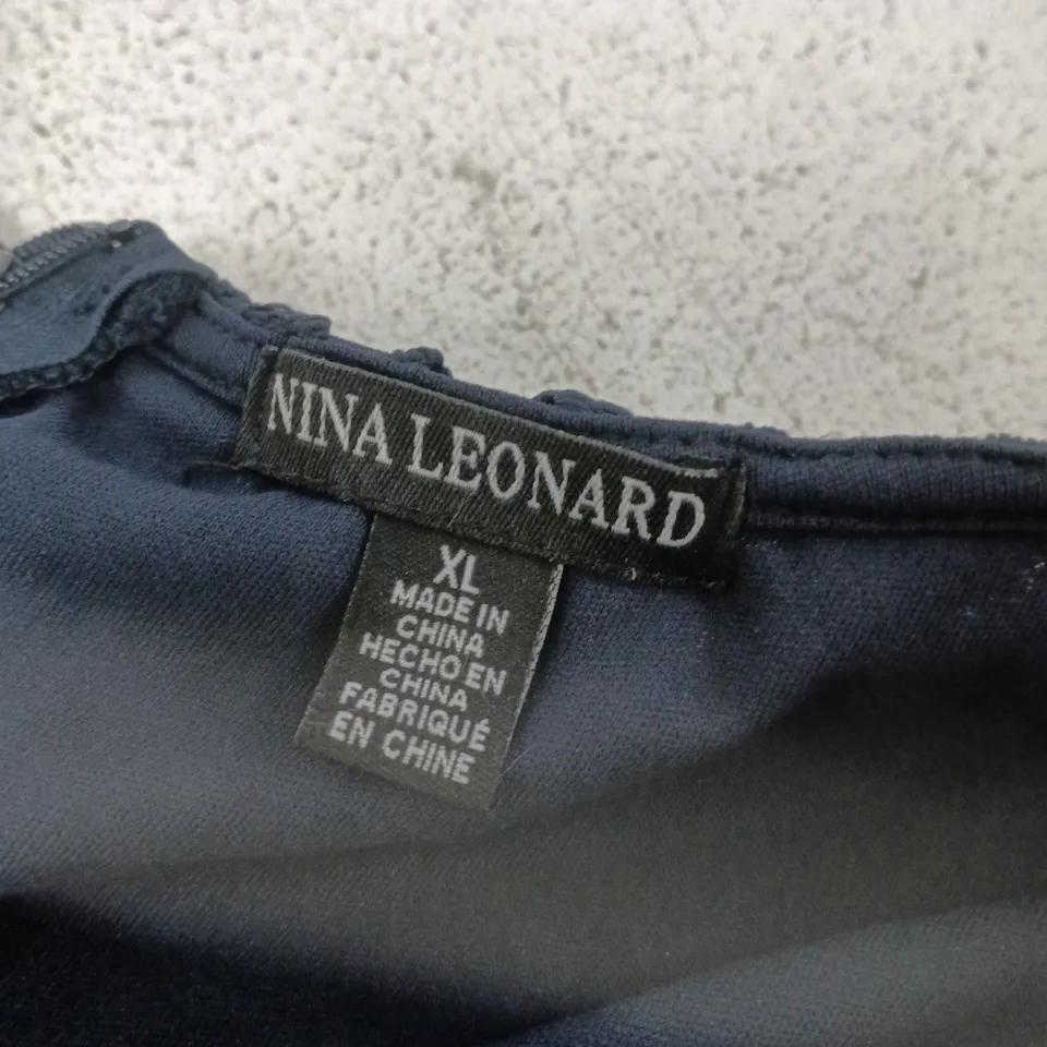 NINA LEONARD NAVY LACE DRESS – SIZE XL (UK 16-18) [LACE OVERLAY]