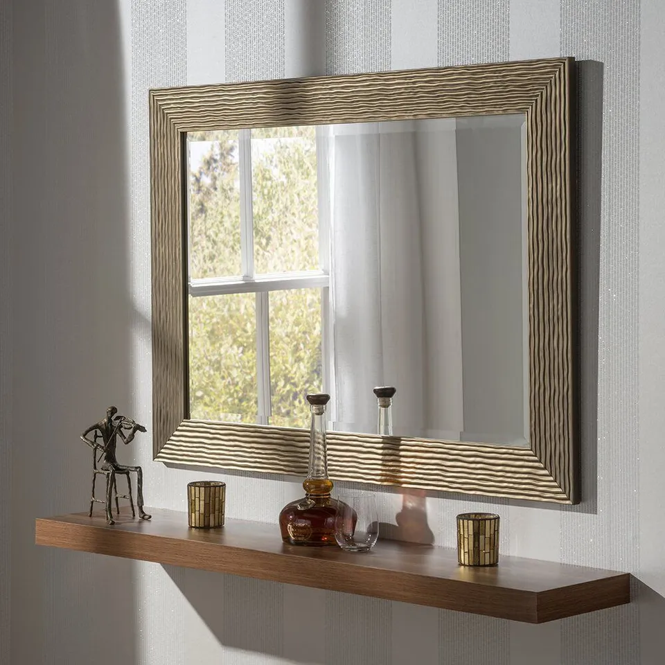 WRAPPED MADGE RECTANGLE FRAMED WALL MOUNTED ACCENT MIRROR 