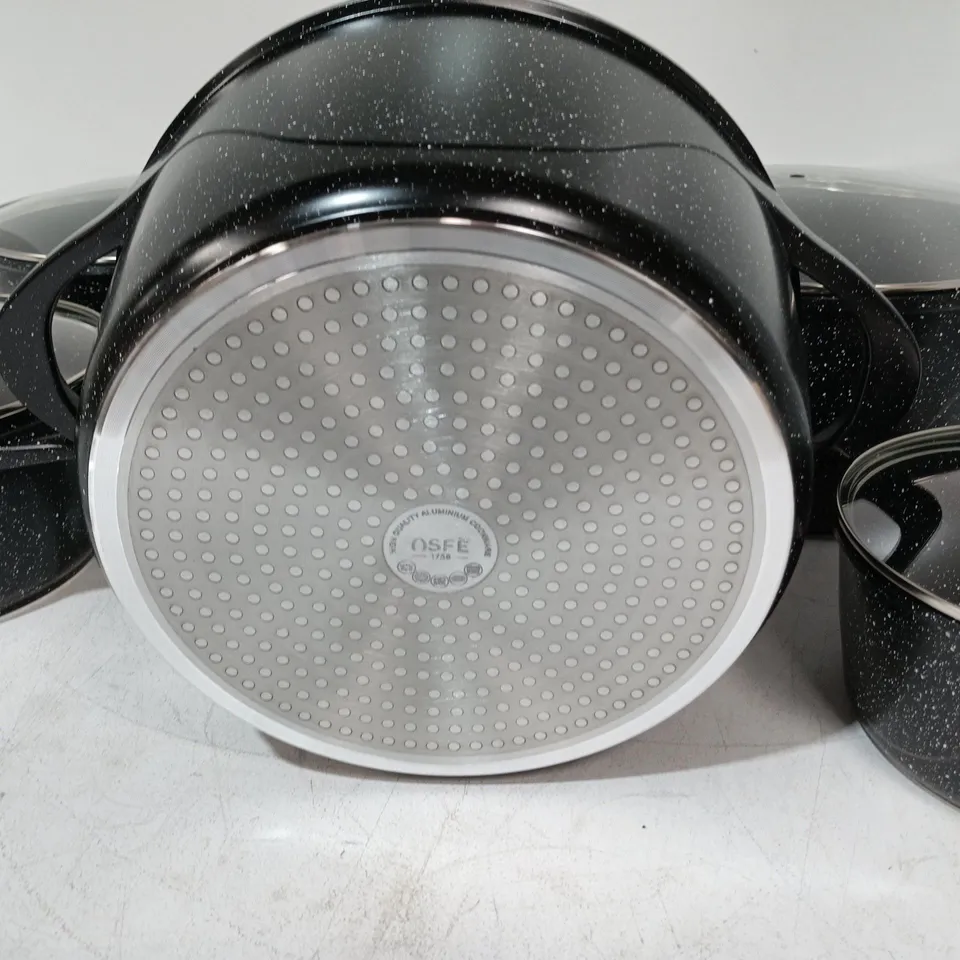 5-PIECE NSFE ALUMINIUM PANS SET IN SPECKLED BLACK
