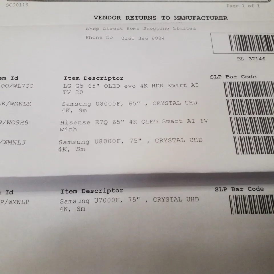 PALLET CONTAINING 5 ASSORTED DAMAGED TVS