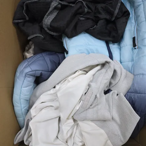 APPROXIMATELY 25 ASSORTED CLOTHING PRODUCTS IN VARIOUS STYLES & SIZES