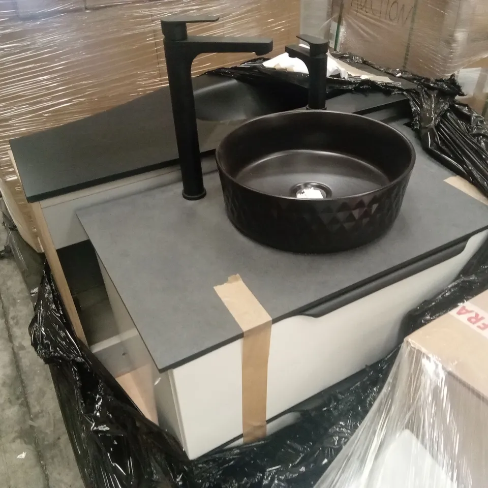 PALLET TO CONTAIN 2 QUALITY DESIGNER BATHROOM VANITY UNITS WITH BASIN AND MIXER
