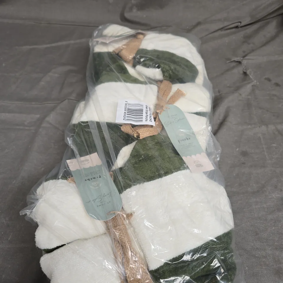 BOX OF APPROX 24 ASSORTED GREEN STRIPE PONCHO'S 