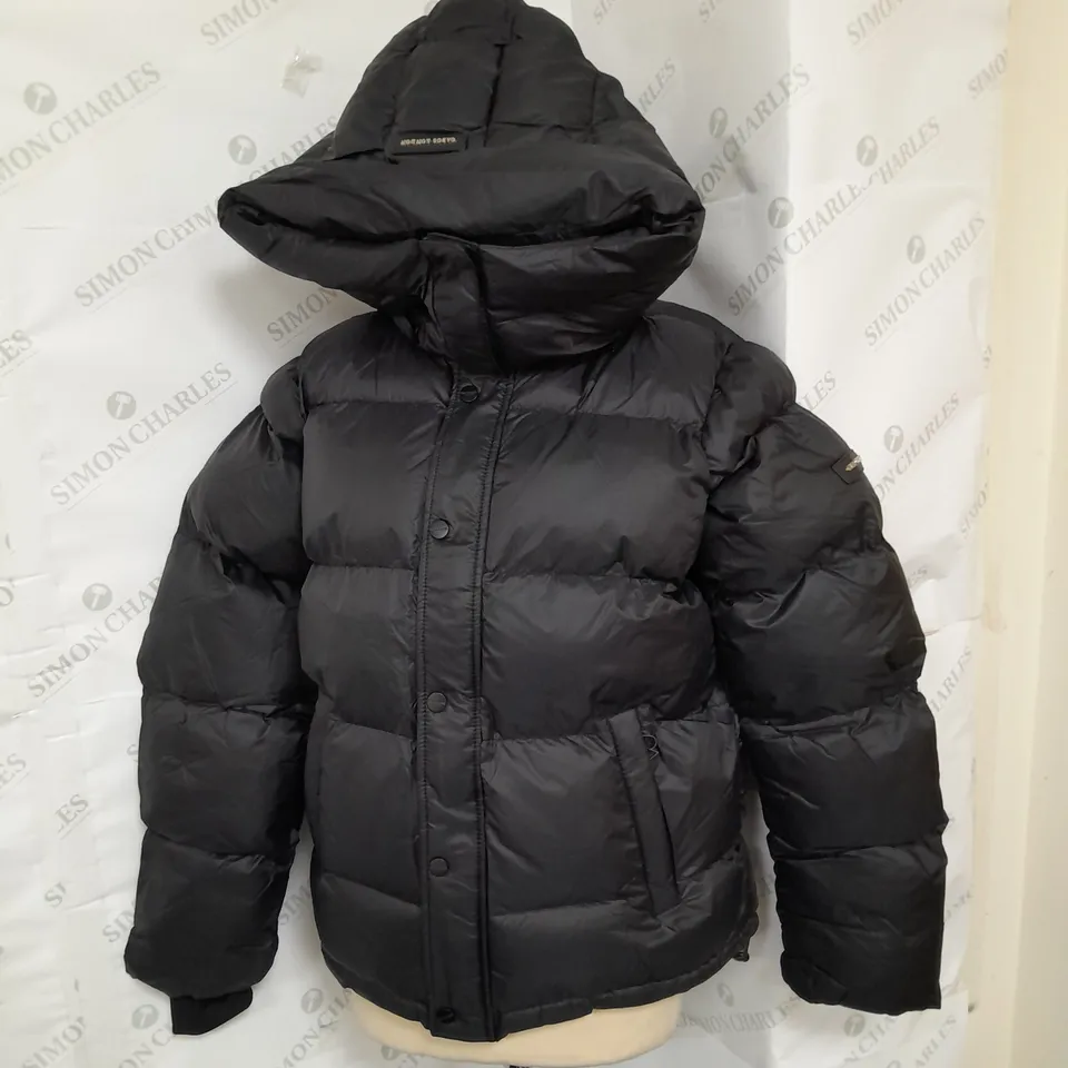 GABOS LONDON HOODED PUFFED JACKET IN BLACK SIZE S