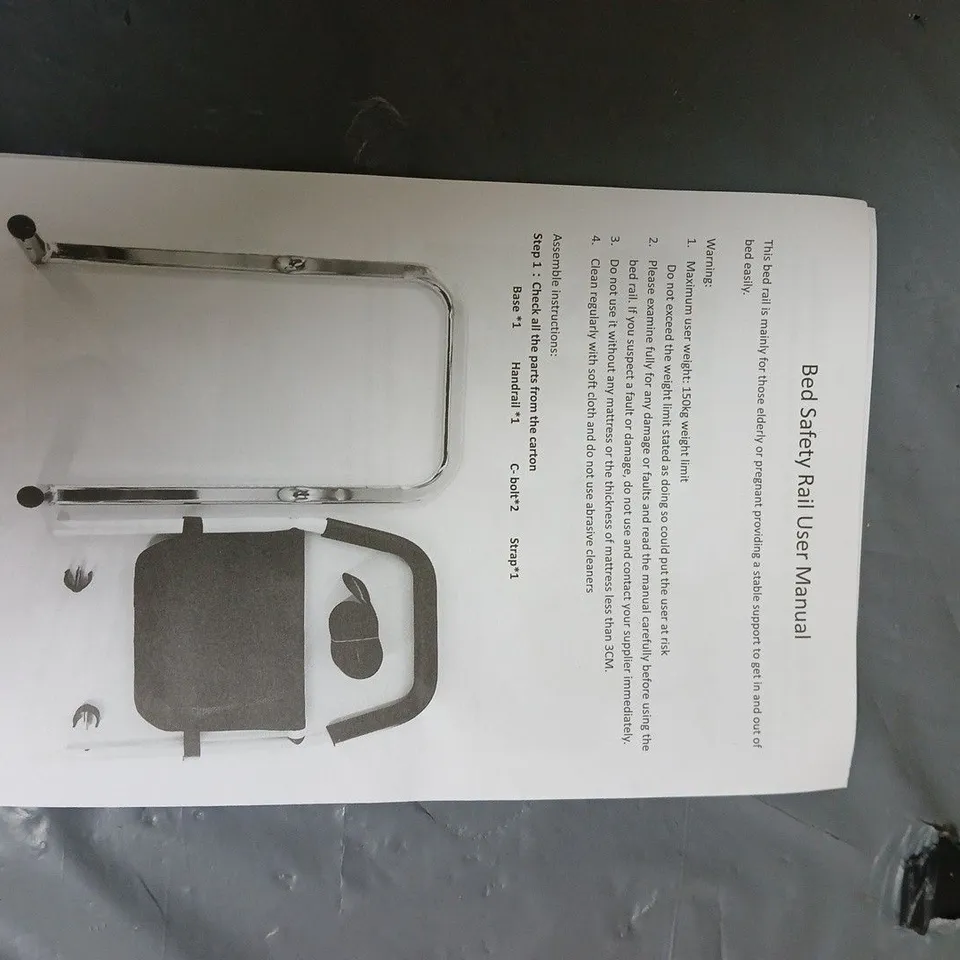 BED SAFETY RAIL WITH USER MANUAL