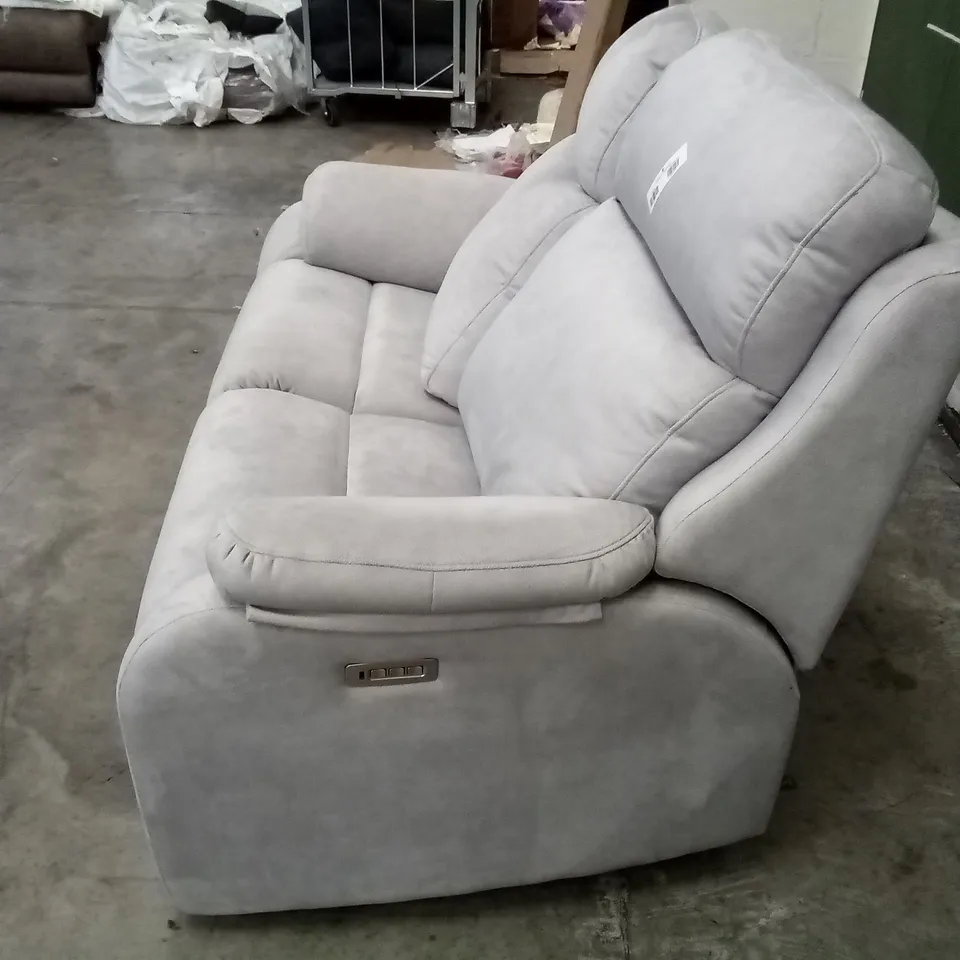 DESIGNER G PLAN KINGSBURY 2 SEATER ELECTRIC RECLINER DBL SOFA - STINGRAY PLATINUM FABRIC 