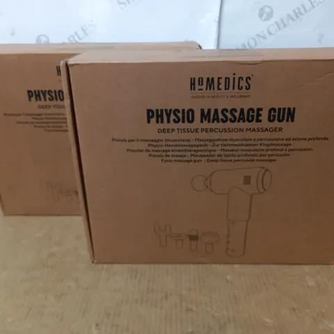 LOT OF 2 BOXED HOMEDICS PHYSIO MASSAGE GUNS