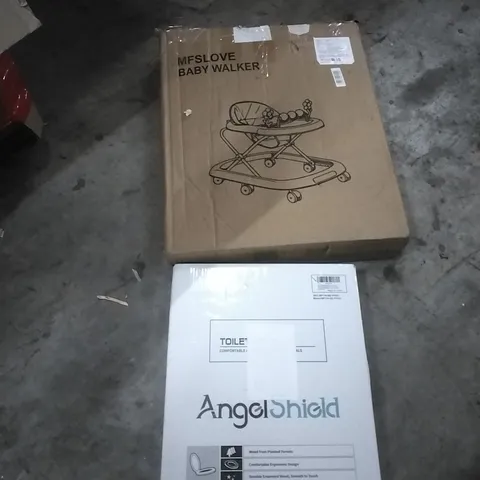 PALLET OF ASSORTED ITEMS TO INCLUDE; BABY WALKER, TOILET SEAT