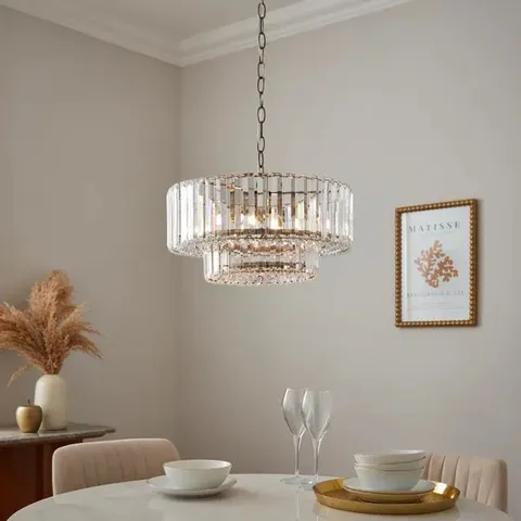 BOXED CRUS BEADED DIFFUSER ADJUSTABLE PENDANT LIGHT