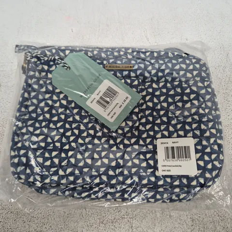 BAGGED WEIRD FISH NAVY PRINTED CROSS BODY BAG (ONE SIZE)