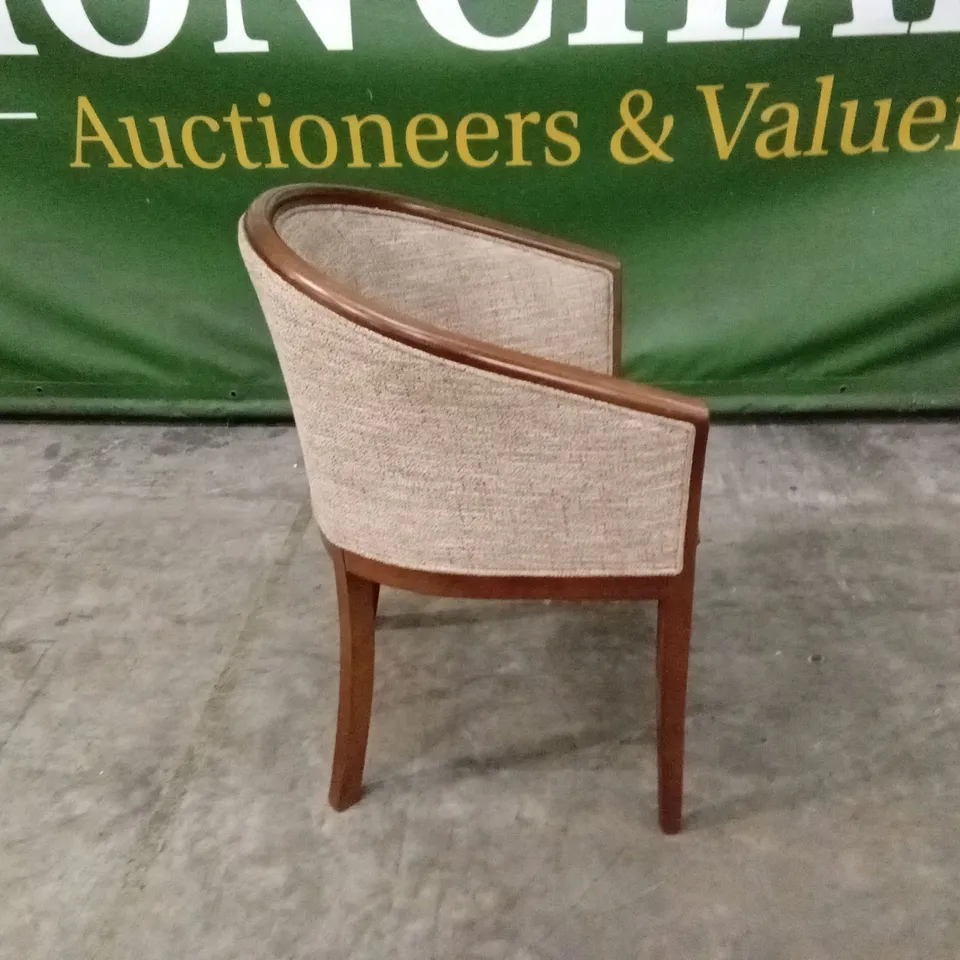 QUALITY DESIGNER FABRIC & WOOD ACCENT CHAIR
