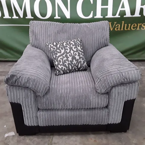 QUALITY DESIGNER ARMCHAIR - GREY CORDUROY FABRIC